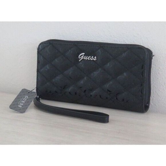 Guess FF713246 Women's Black Signature Amaryllis SLG Wristlet Clutch Zip Wallet - Picture 4 of 11
